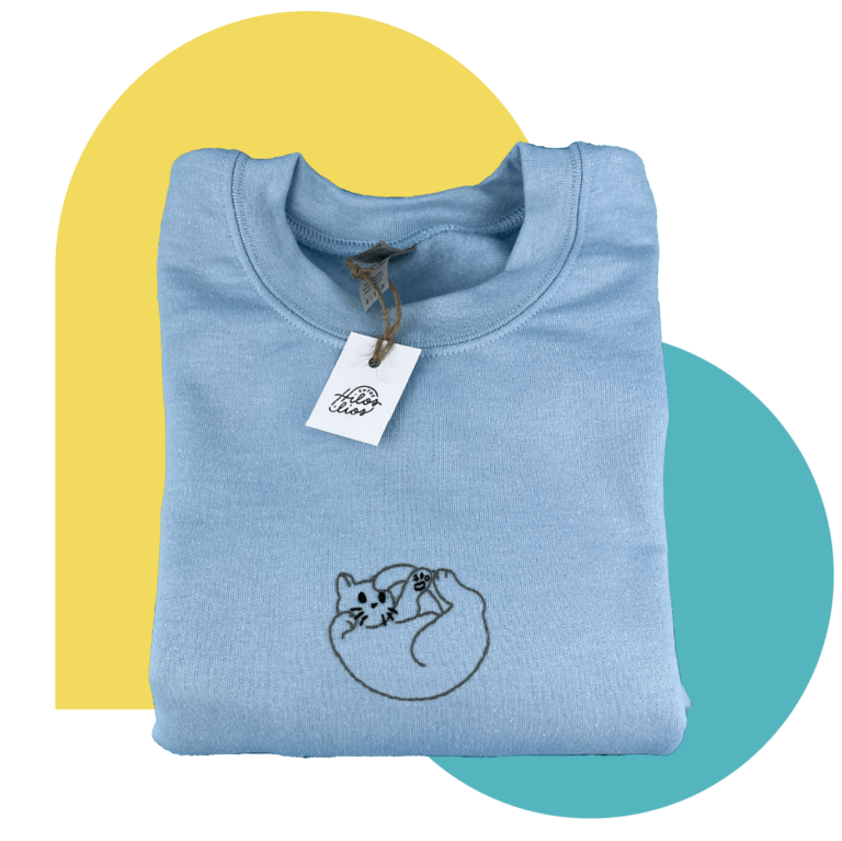 Sudadera con bordado de gato gris